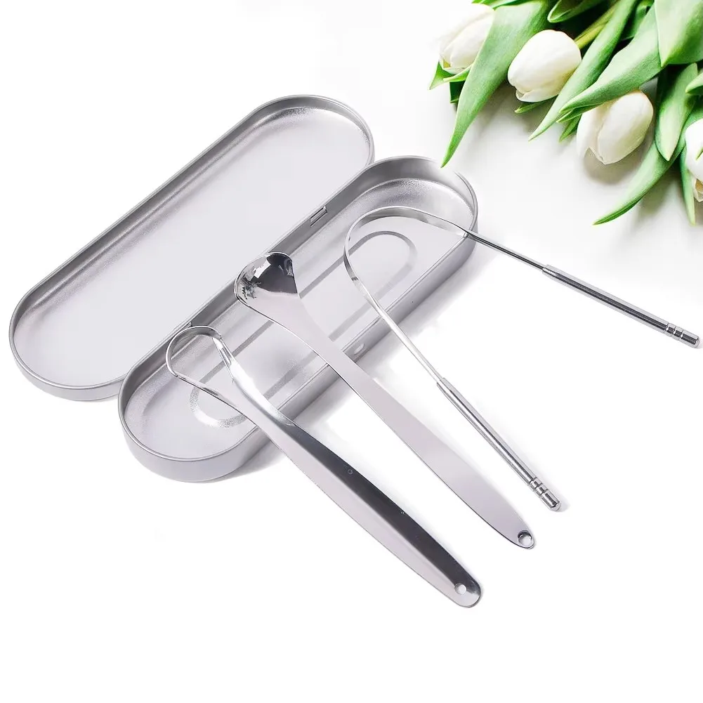 Tongue Scraper Metal - 1/2/3/4pcs Tongue Scrapers for Adults Tough