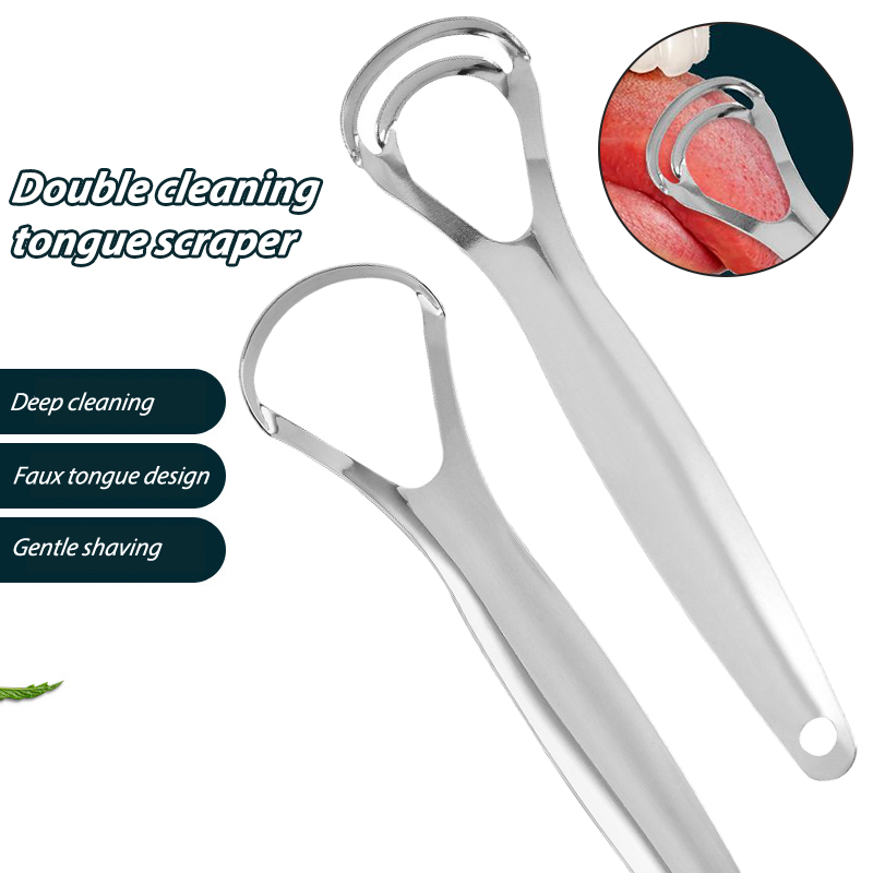 Tongue Scraper Metal - Stainless Steel Tongue Scraper Double Layer