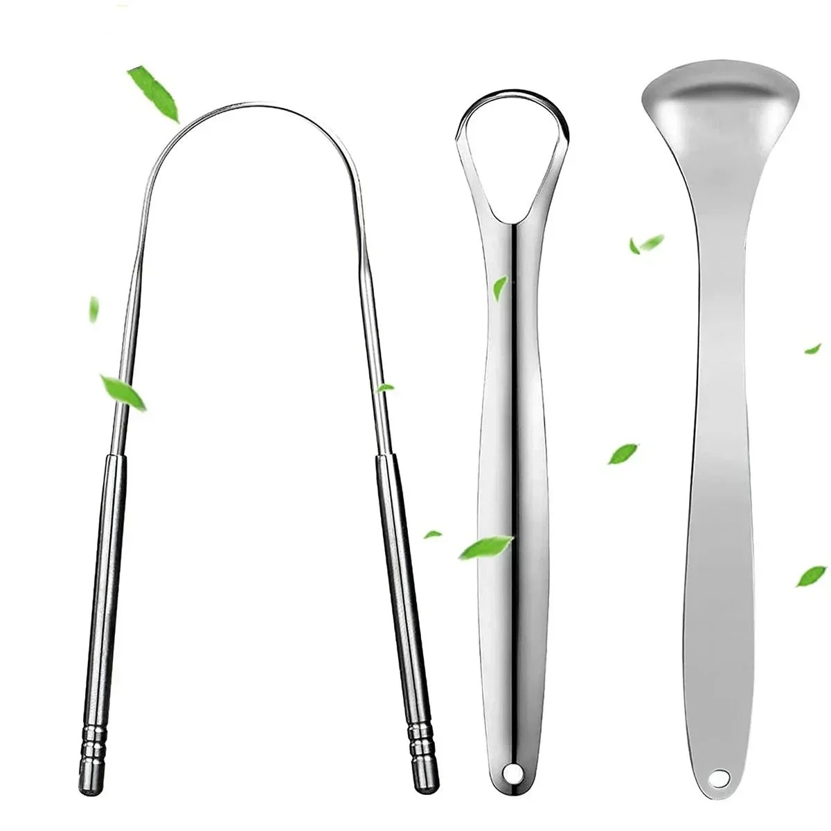 Tongue Scraper Metal - Stainless Steel Tongue Scraper Set Reusable