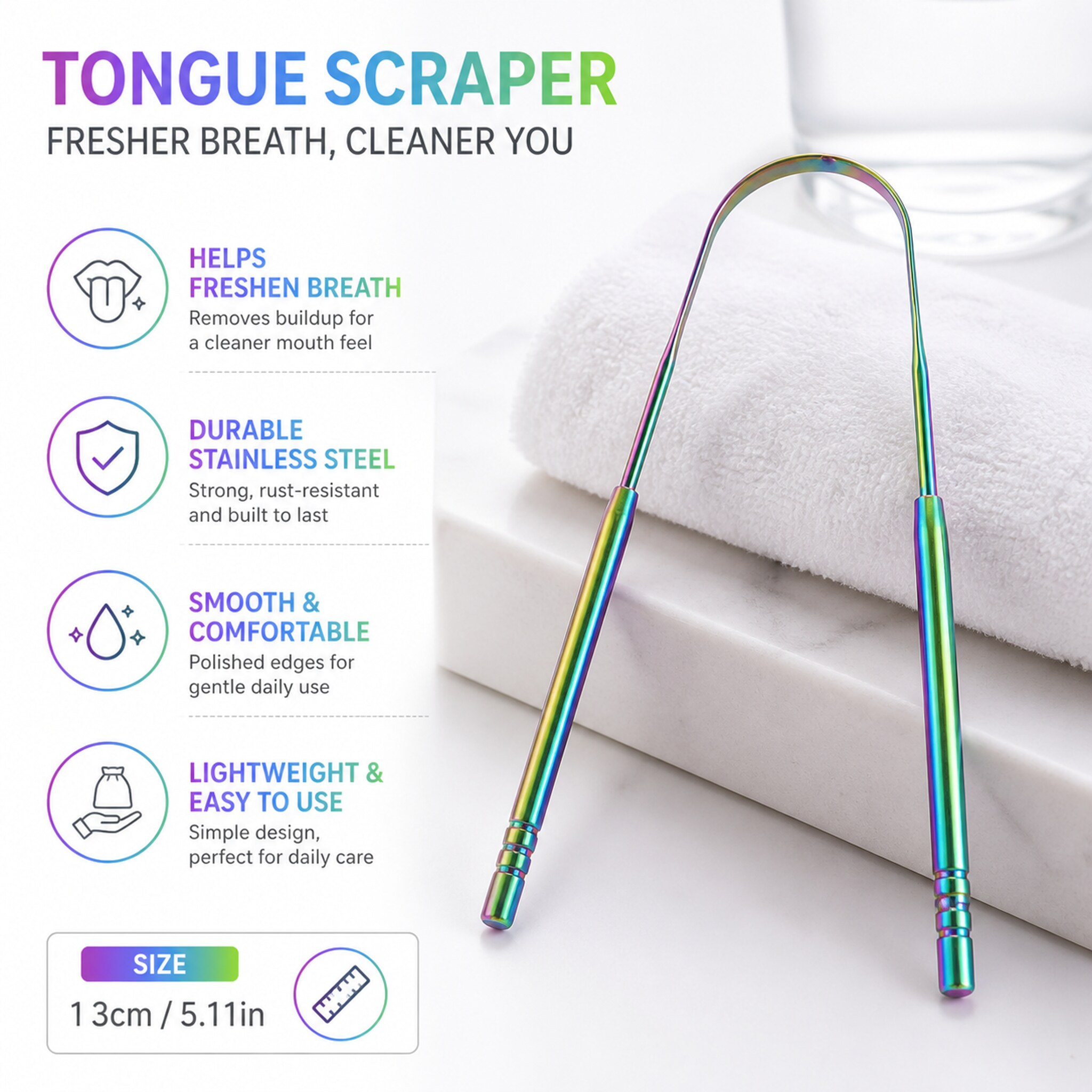 Metal Tongue Cleaner Stainless - огляд і ціна Tongue Scraper Metal