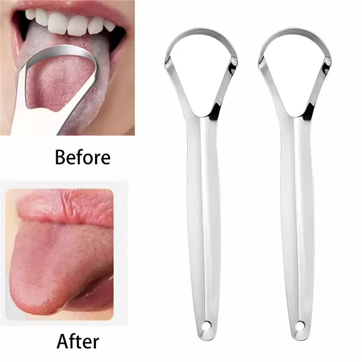 1/2/3Pcs Stainless Steel Tongu - огляд і ціна Tongue Scraper Metal