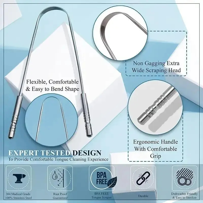 Stainless Steel Tongue Scraper - огляд і ціна Tongue Scraper Metal